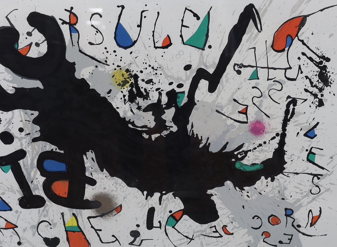 After Joan Miro, lithograph, Automatic Writing, 56 x 79cm. and a print after Picasso, 30 x 23cm.